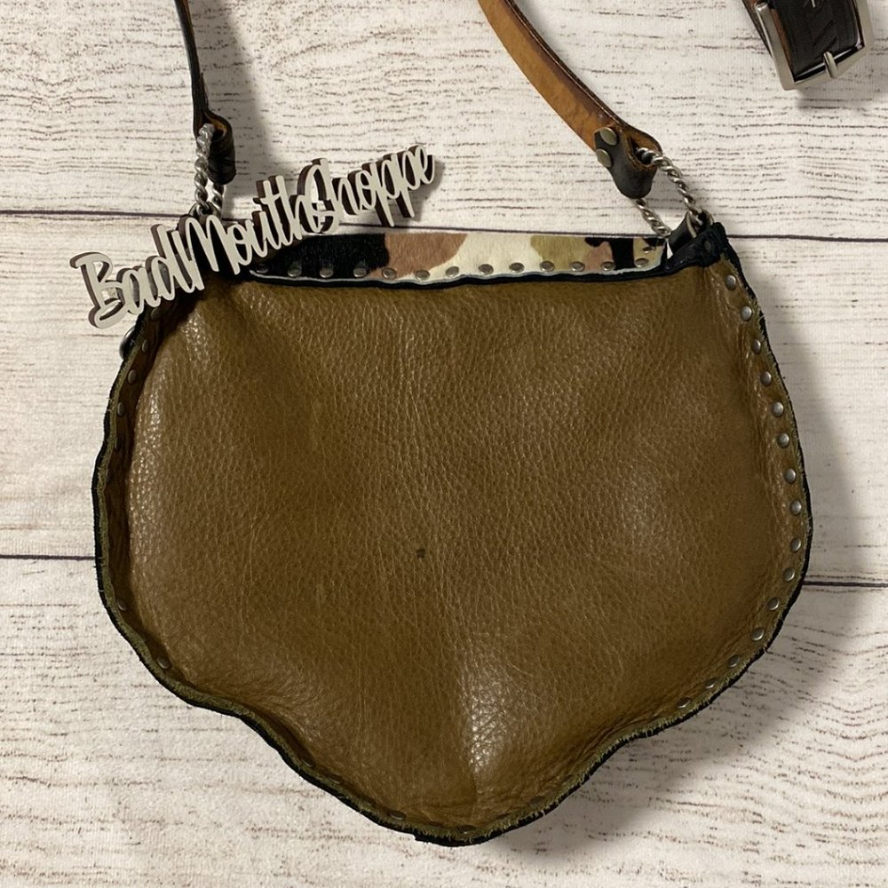 *Ransack Leather Upcycled Handmade Camo Snakeskin Crossbody Purse Saddle Bag - Picture 7 of 11